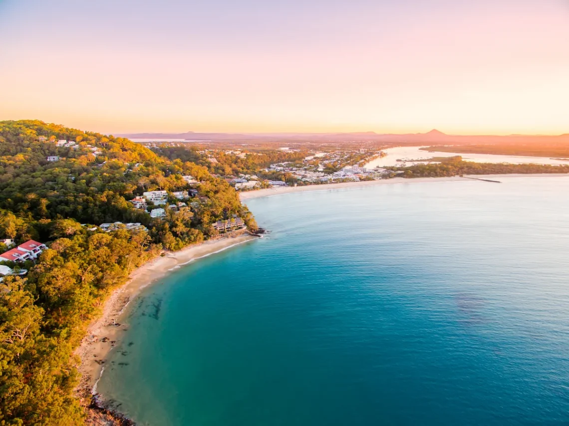 Noosa coastline at sunset